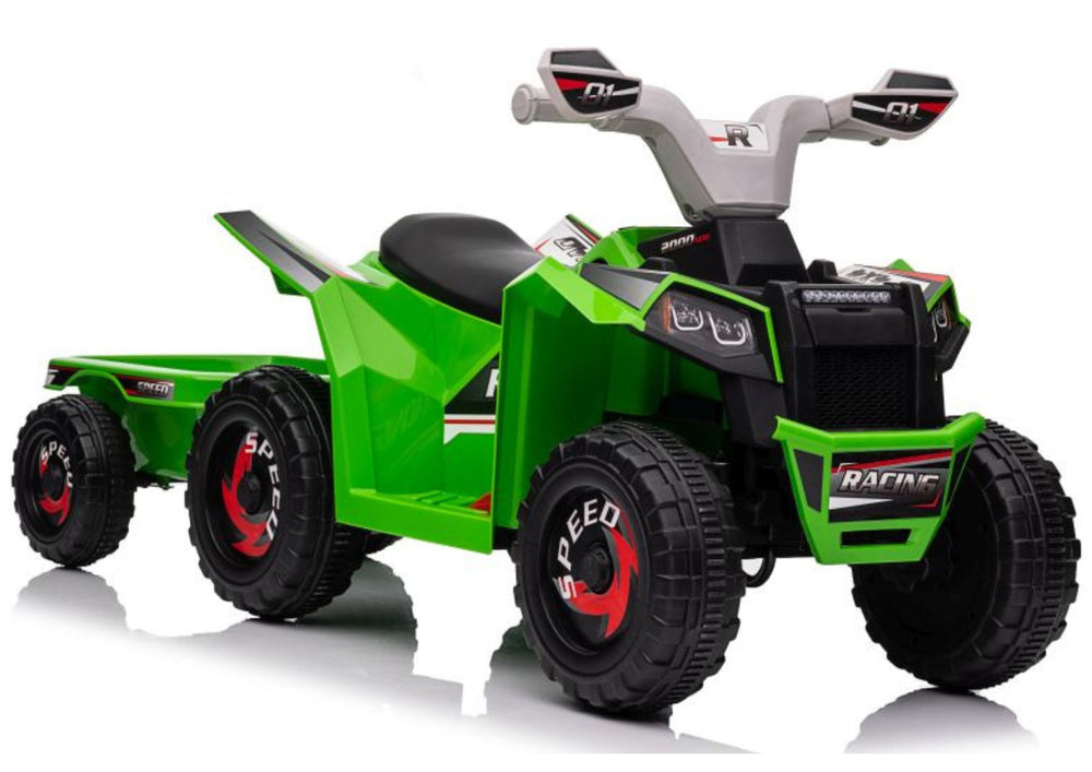 XMX630T Green Battery Quad Bike With Trailer – Electric Ride-On