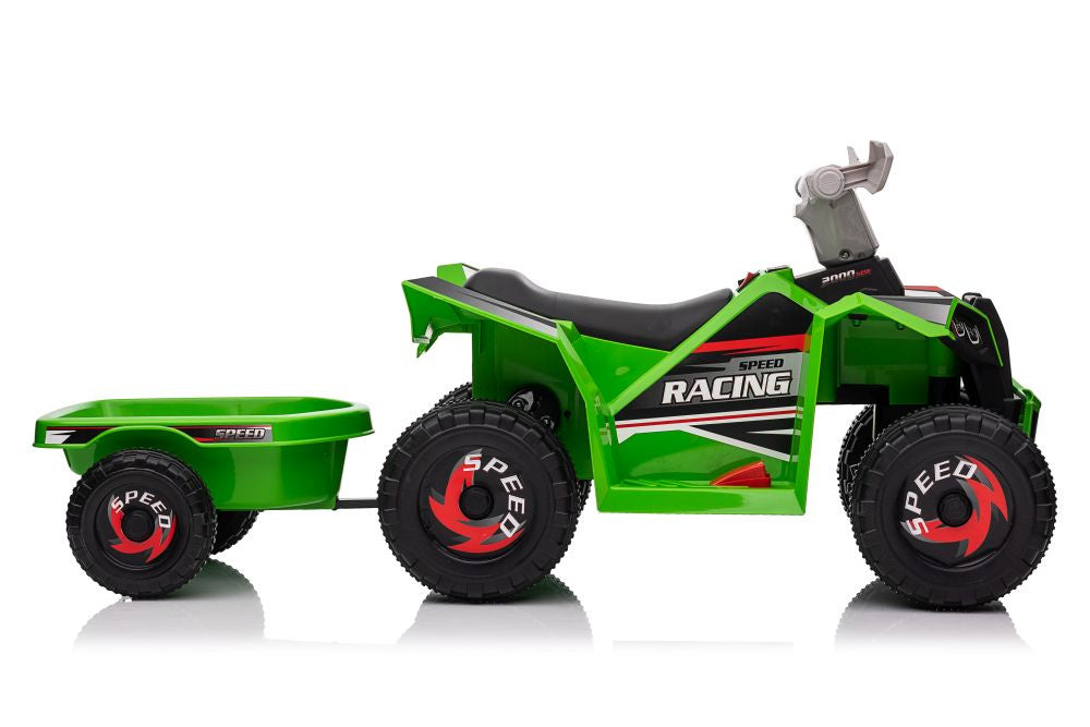 XMX630T Green Battery Quad Bike With Trailer – view 2