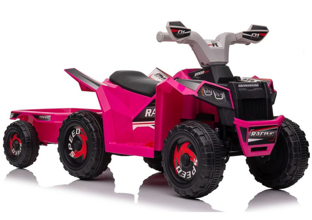 XMX630T Pink Battery Quad Bike With Trailer – Electric Ride-On
