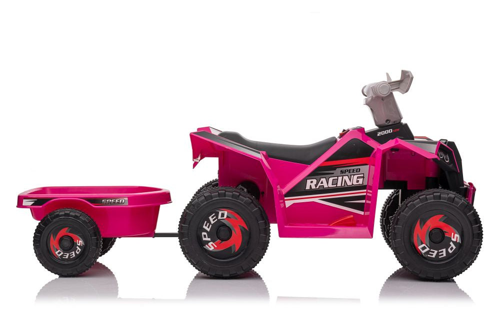 XMX630T Pink Battery Quad Bike With Trailer – view 2