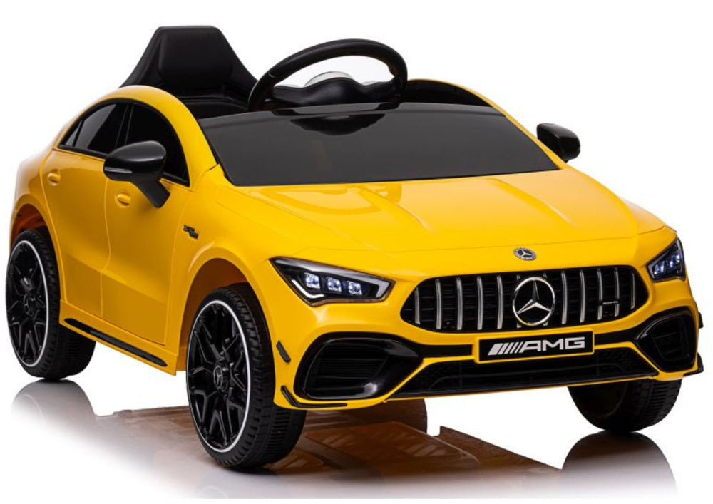 Battery-powered car Mercedes CLA 45s AMG Yellow 4x4 – Electric Ride-On