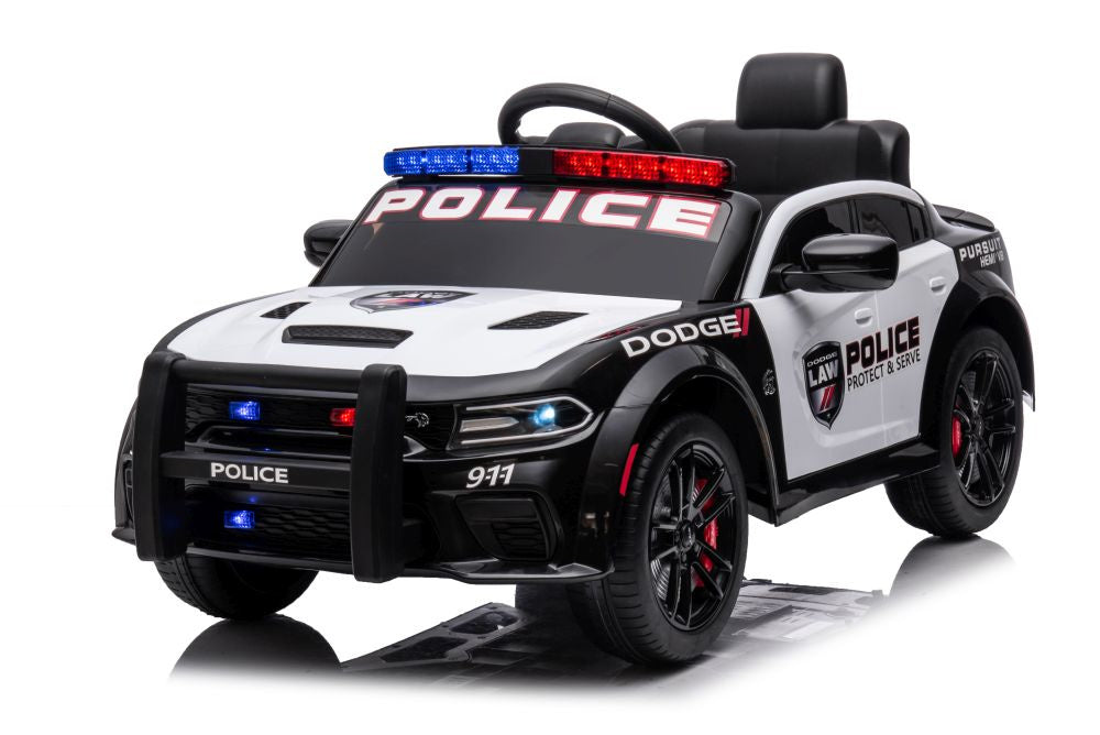 Battery-powered car Dodge Charger Police White and Black – view 3