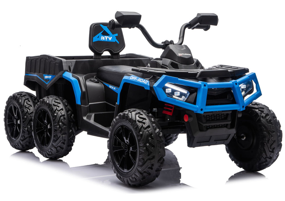 Battery-Operated Quad ATV 6 Wheels With Trailer JC606 24V 4x4 Blue – Electric Ride-On