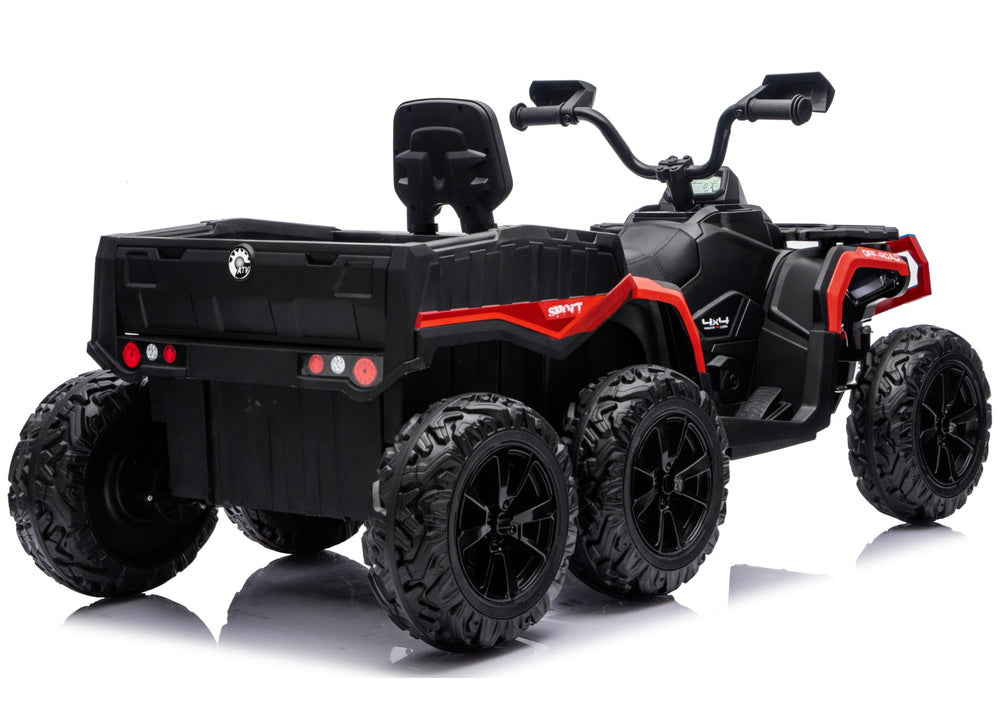 Battery-Operated Quad ATV 6 Wheels With Trailer JC606 24V 4x4 Red – view 4