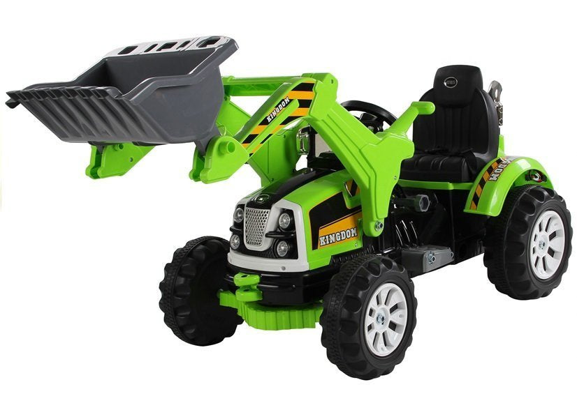 Electric Ride On Tractor with Bucket Excavator Green – view 2