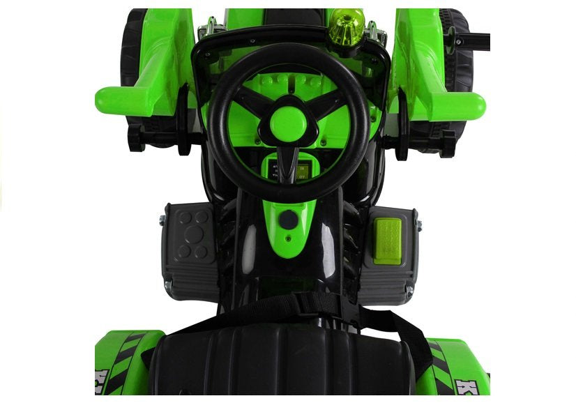 Electric Ride On Tractor with Bucket Excavator Green – view 3