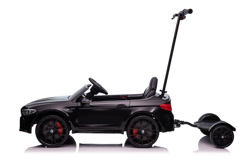 Battery-operated car BMW M5 with platform for parent, black lacquered – view 2