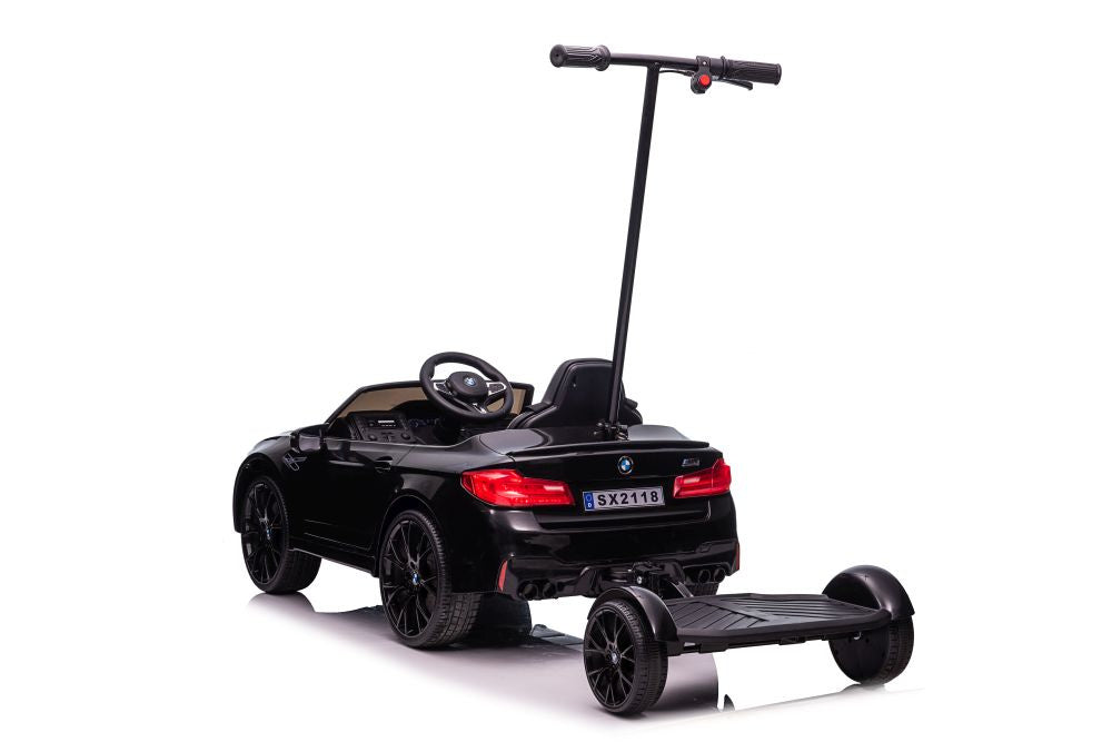Battery-operated car BMW M5 with platform for parent, black lacquered – view 4
