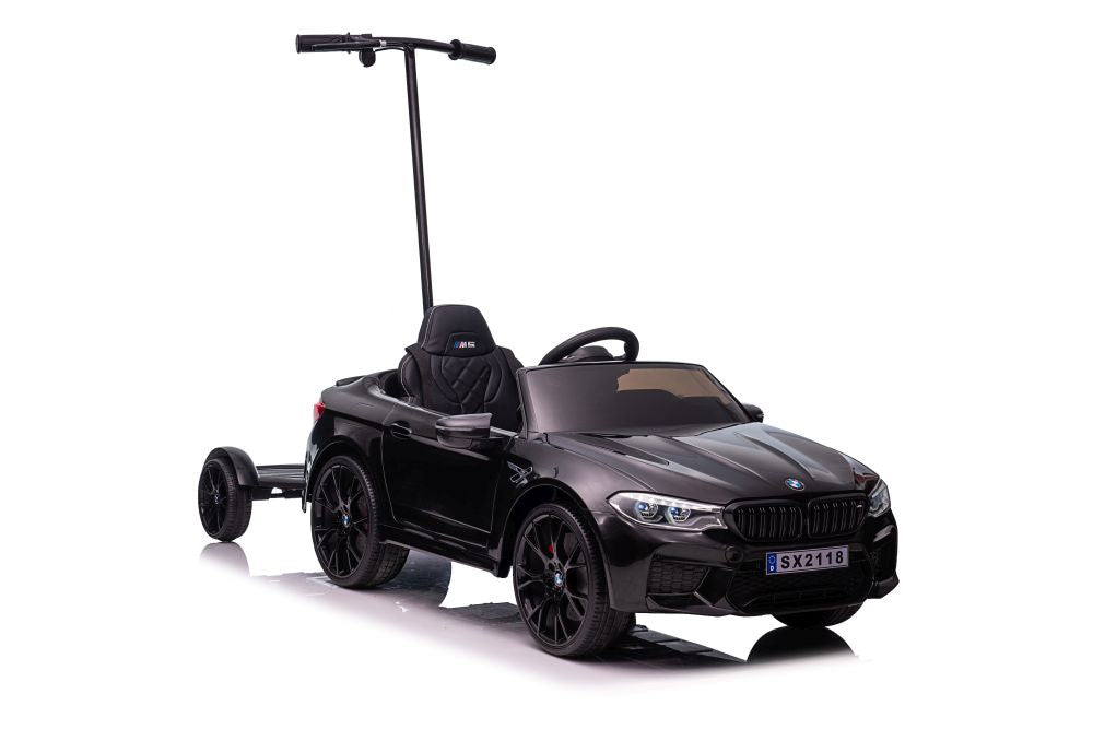 Battery-operated car BMW M5 with platform for parent, black lacquered – Electric Ride-On