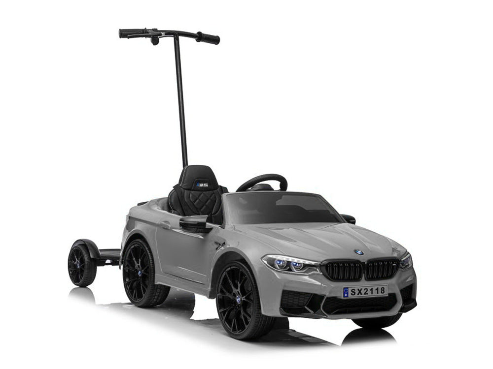 Battery-operated car BMW M5 with platform for parent,silver – Electric Ride-On